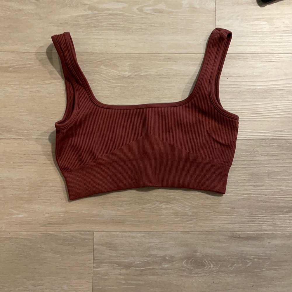 Brown work out top